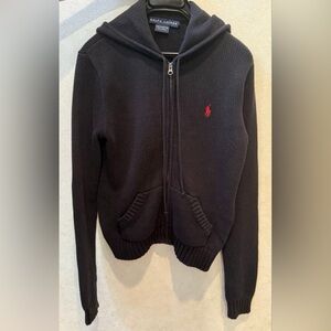 Polo Ralph Lauren full-zip knitted hooded sport sweatshirt in black